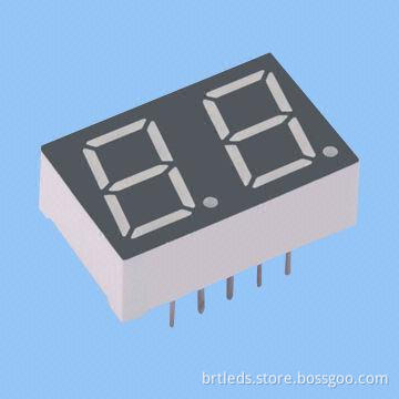 Dual-digit 7-segment LED Display, 0.39-inch Green Color, Common Cathode, White Segment, Black Face